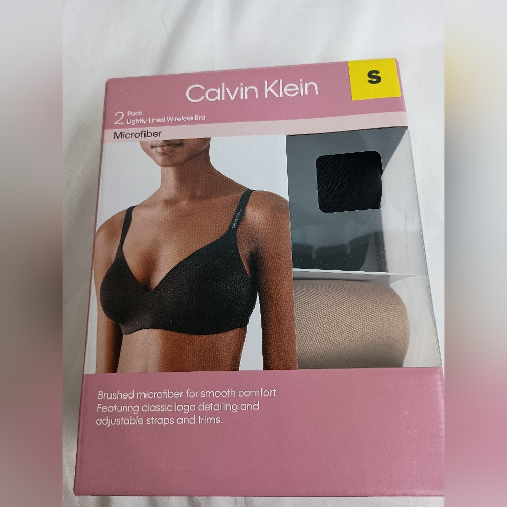 Brand New! CALVIN KLEIN Microfiber Bra 2-Pack - Black and Beige Size‎ S (#102)